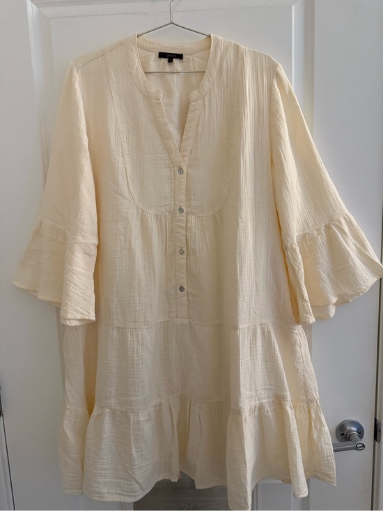 Quince Dresses & Skirts - Quince Organic Cotton Gauze Tiered Cream Dress, Large